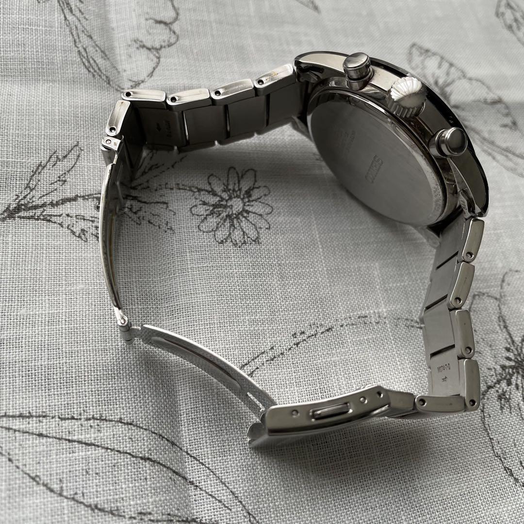 【美品】稼働SEIKO 腕時計 セイコーソーラー クロノグラフ アラーム デイト