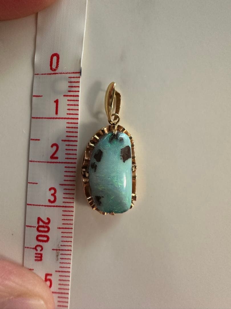 水色 天然石ネックレスチャーム ペンダントトップ k18刻印あり 水色 天然石ネックレスチャーム ペンダントトップ k18刻印あり