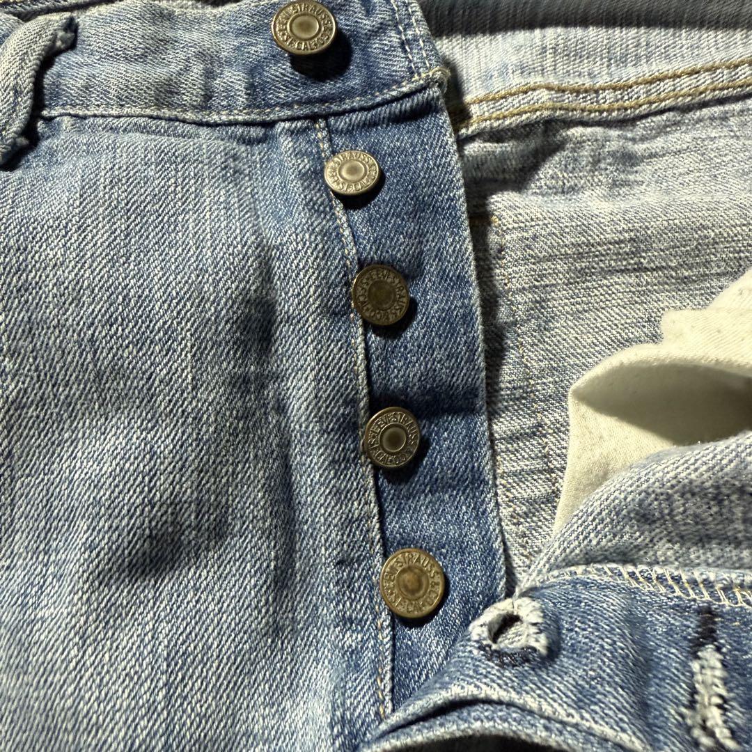 LEVI’S 501XXストレートダメージデニム縦落W33L32 希少メキシコ製