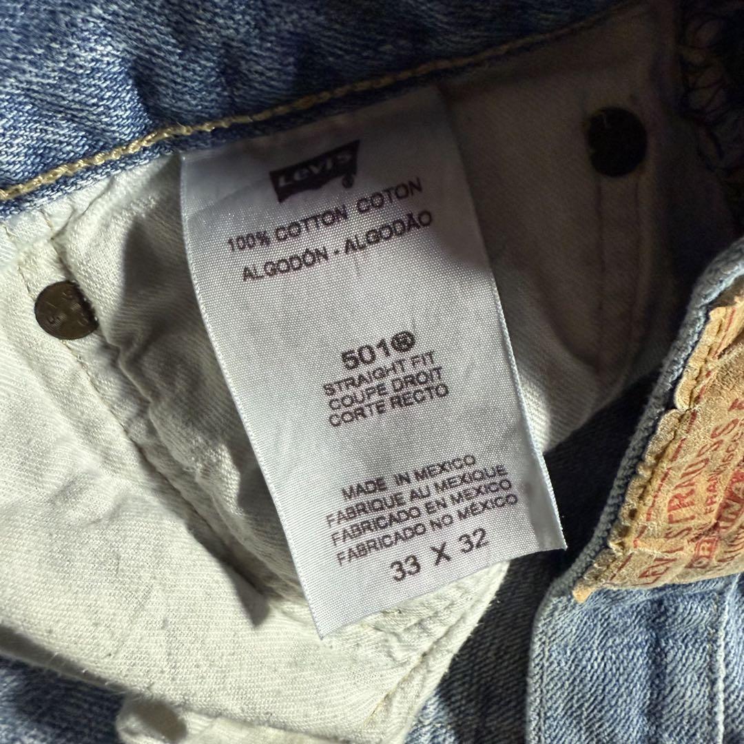 LEVI’S 501XXストレートダメージデニム縦落W33L32 希少メキシコ製
