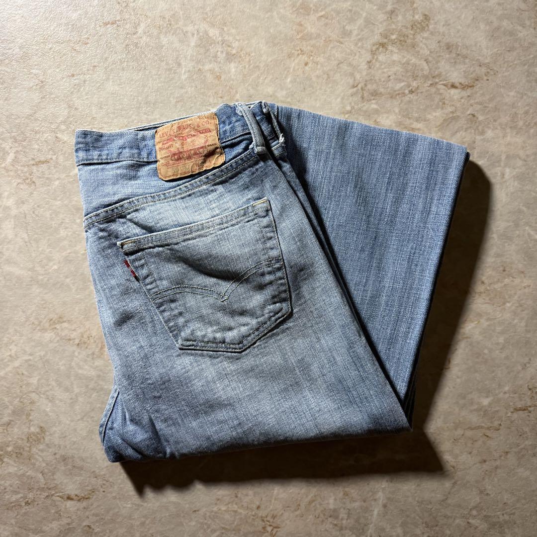 LEVI’S 501XXストレートダメージデニム縦落W33L32 希少メキシコ製