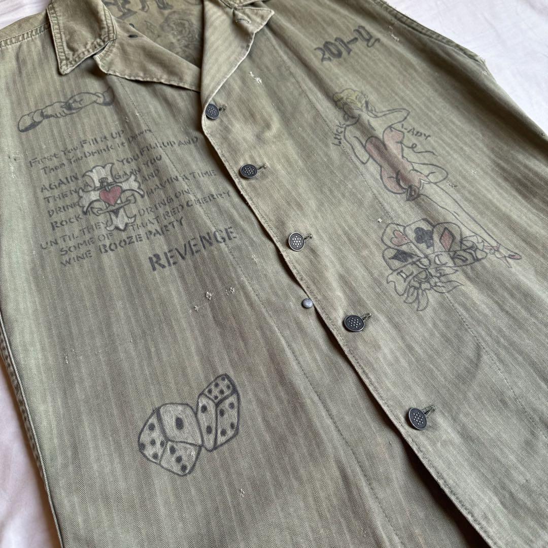 40s M-43 ベスト ハンドペイント アート タトゥー