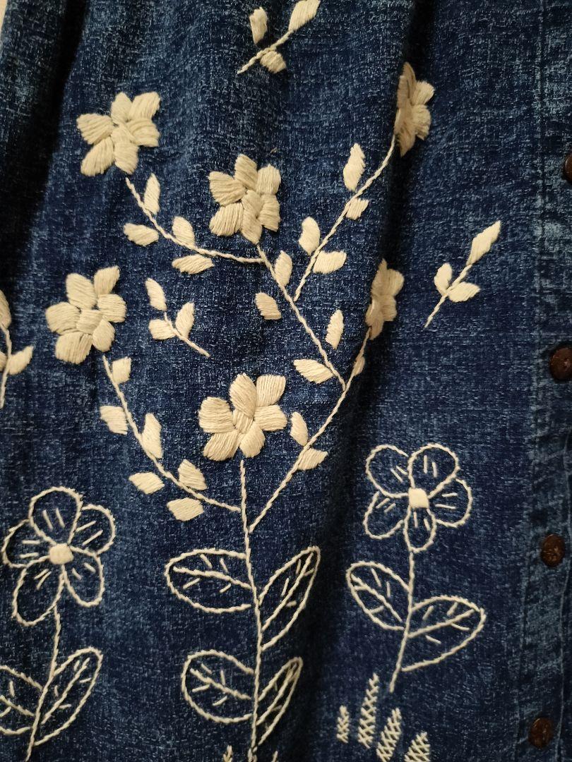 エスニック　ワンピース　手刺繍　ハンドメイド　コットン藍染　新品　タイ製