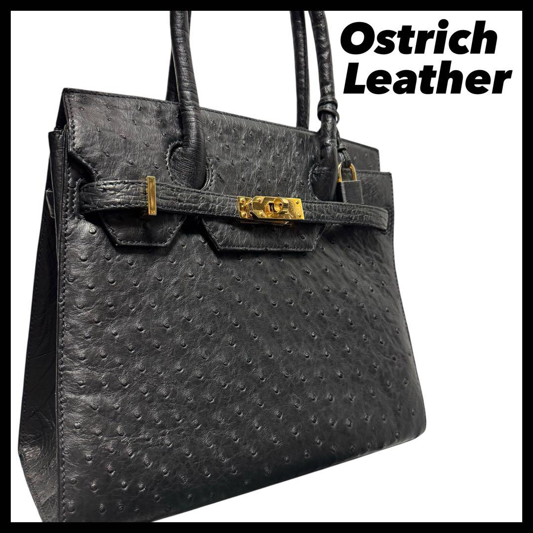 Ostrich leather handbg オーストリッチ ベルト レザー - メルカリ