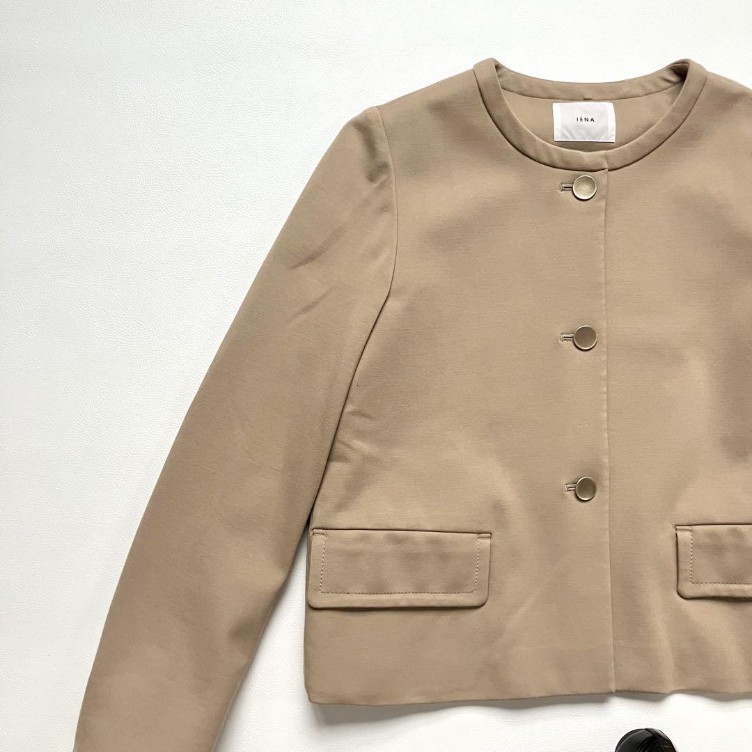 ◆美品◆IENA◆ノーカラー金ボタンジャケット◆ベージュ◆フォーマル◆S〜M◆
