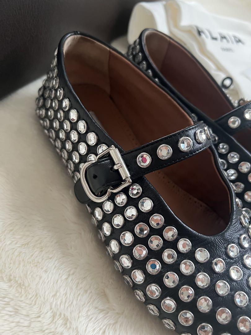 alaia ラインストーンバレリーナ35 バレーシューズ