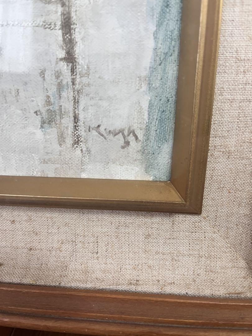 油彩画　抽象画　3点セット　額縁付き