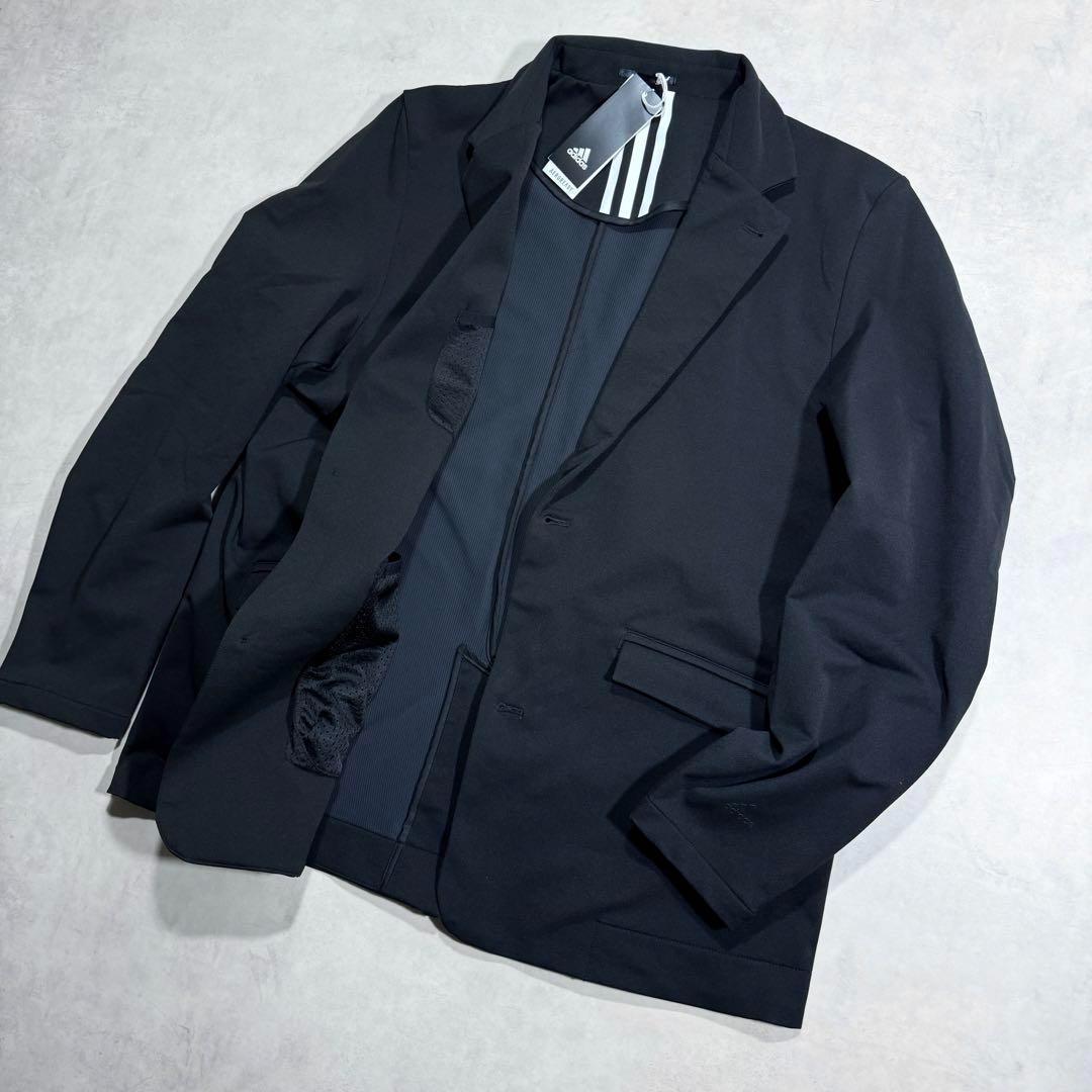 新品 Lsize アディダス テーラードジャケット adidas 黒 人気