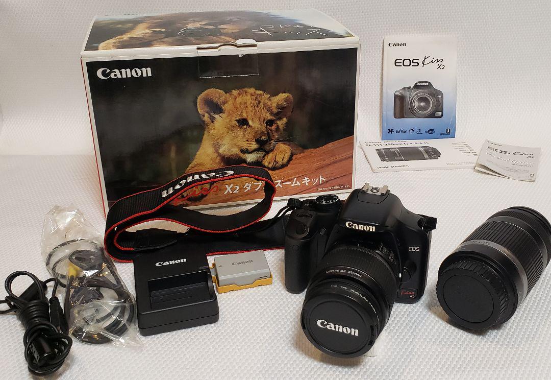 Canon Kiss X2 デジタル一眼レフ レンズキット　初心者セット✨ EOS Kiss 中古 美品 Canon X2 レンズセット カメラ 一眼レフ
