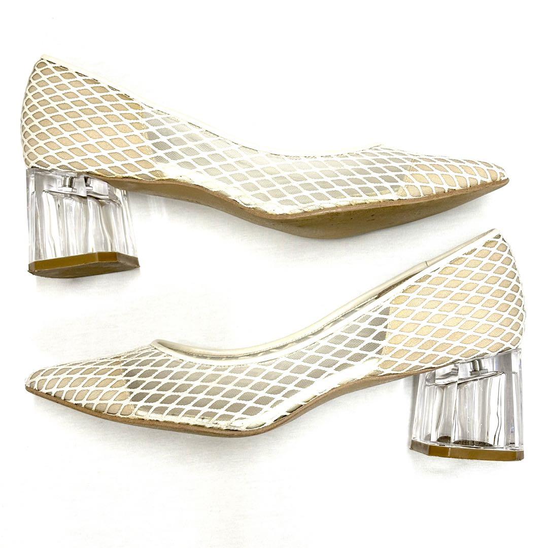 極美品 ダイアナ DAIANA メッシュ パンプス クリアヒール