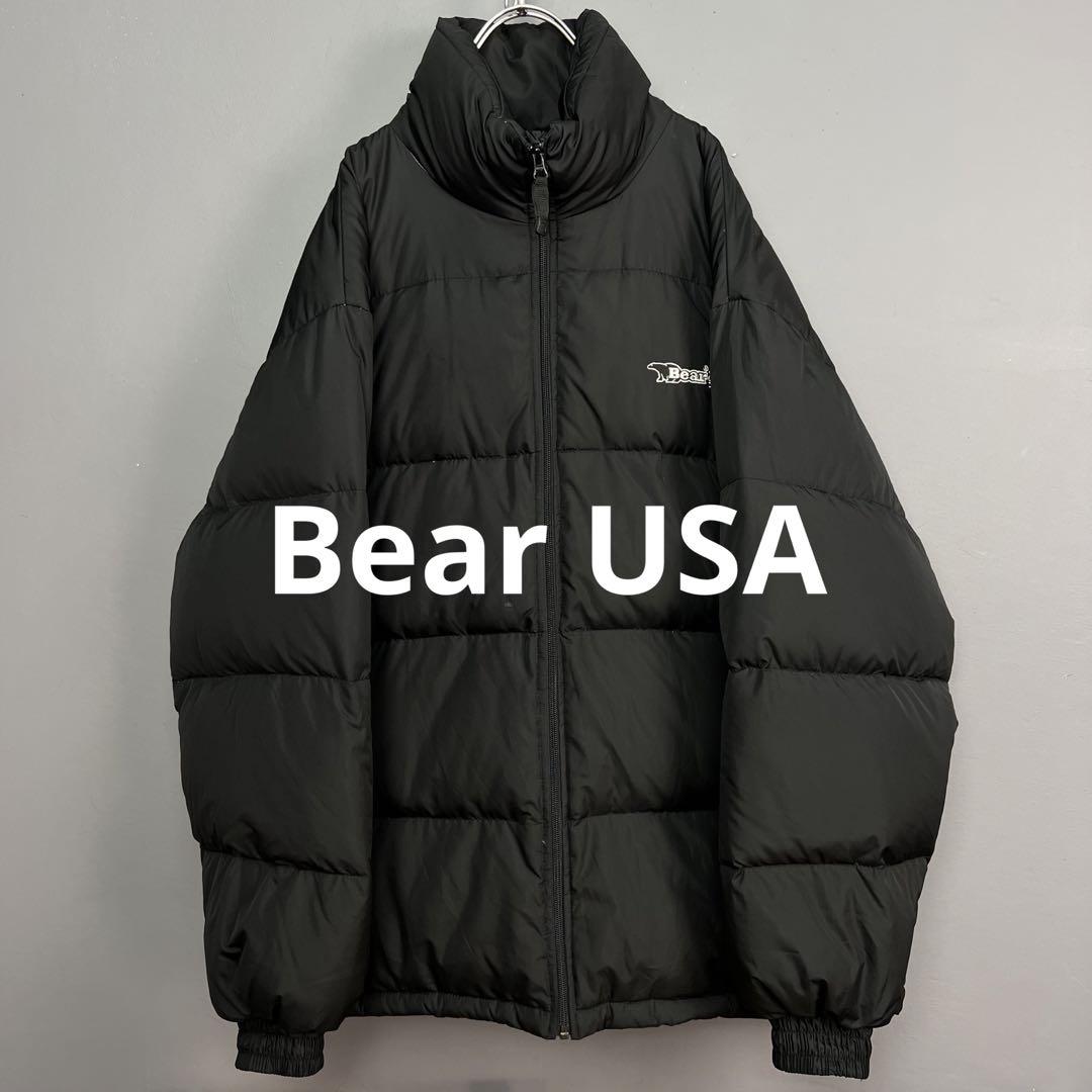 Bear USA ベアー 3D ダウンジャケット 黒 ブラック 刺繍 XL