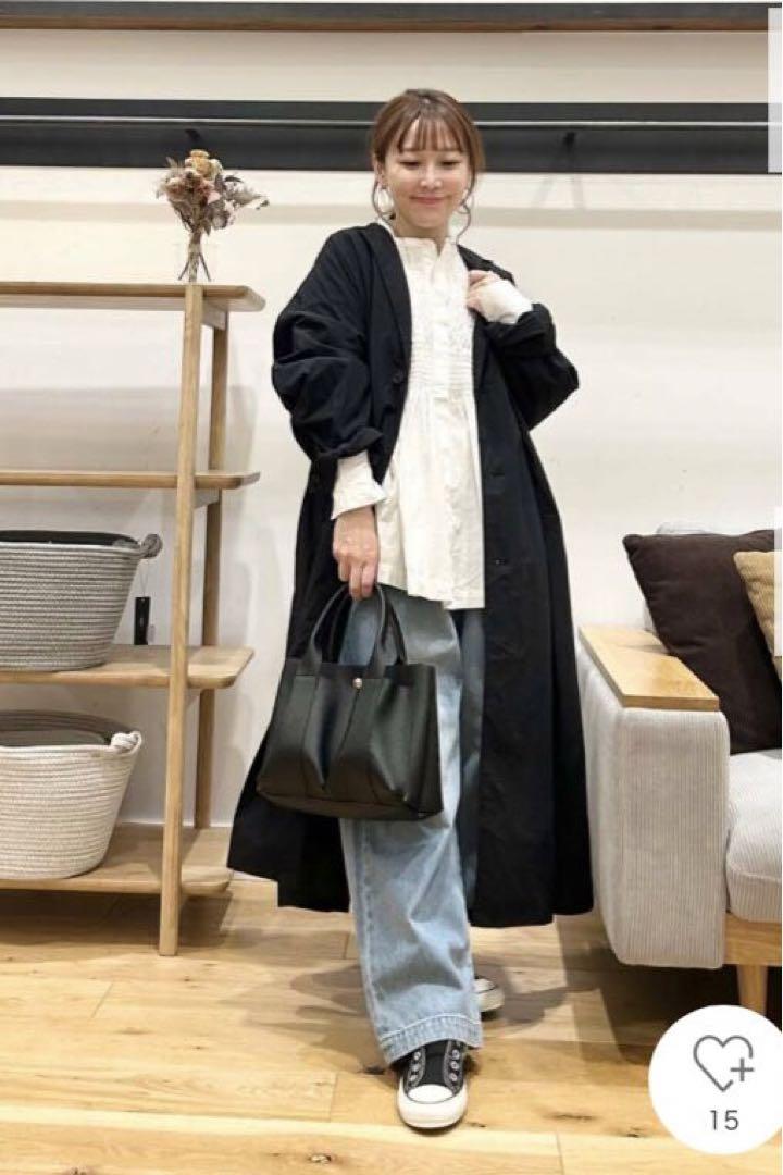 タグ付き　かぐれ　コットンシルクショップコート BLACK