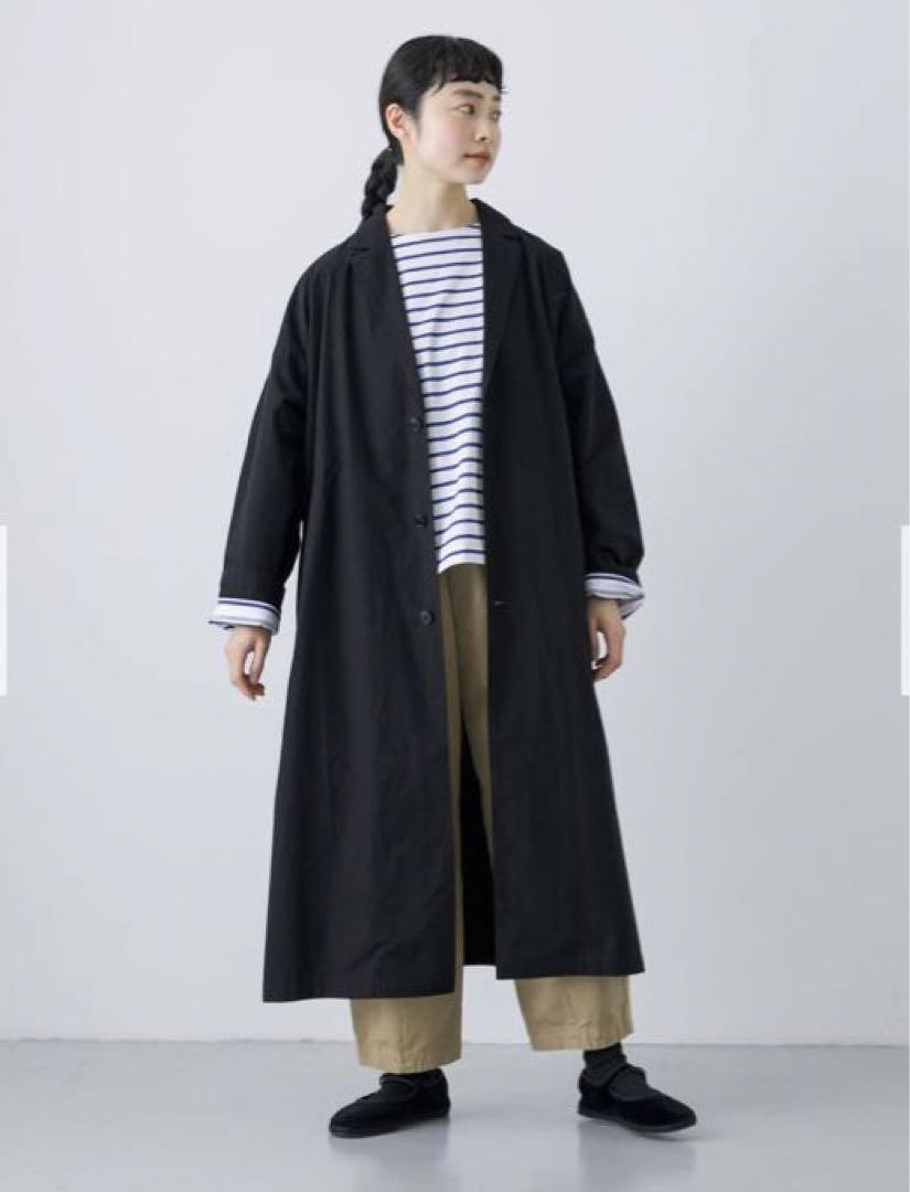 タグ付き　かぐれ　コットンシルクショップコート BLACK