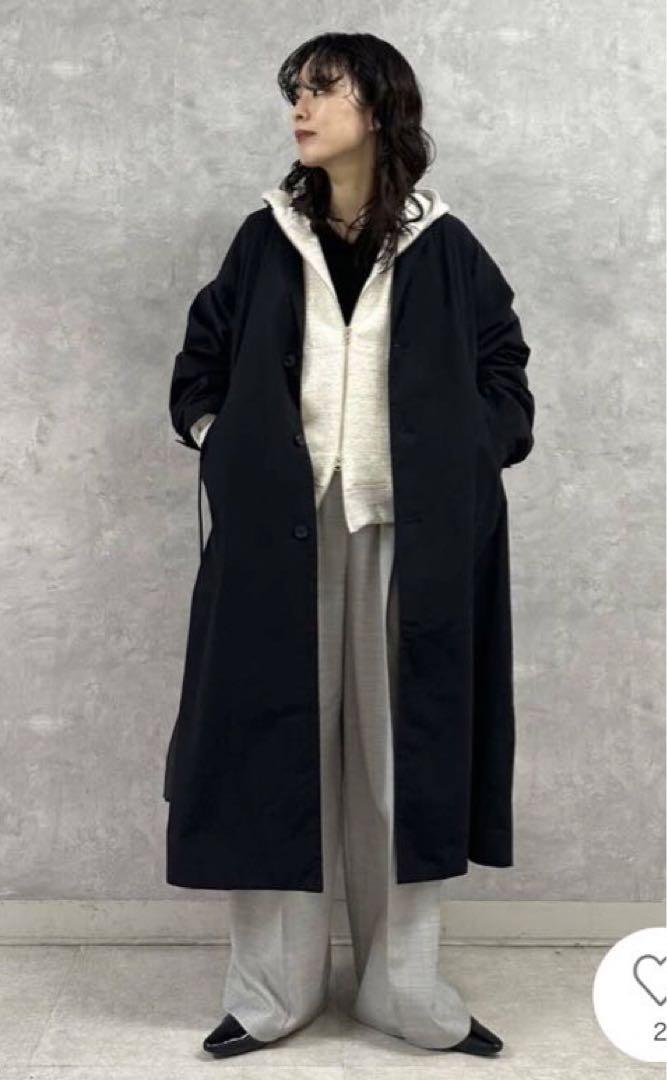 タグ付き　かぐれ　コットンシルクショップコート BLACK