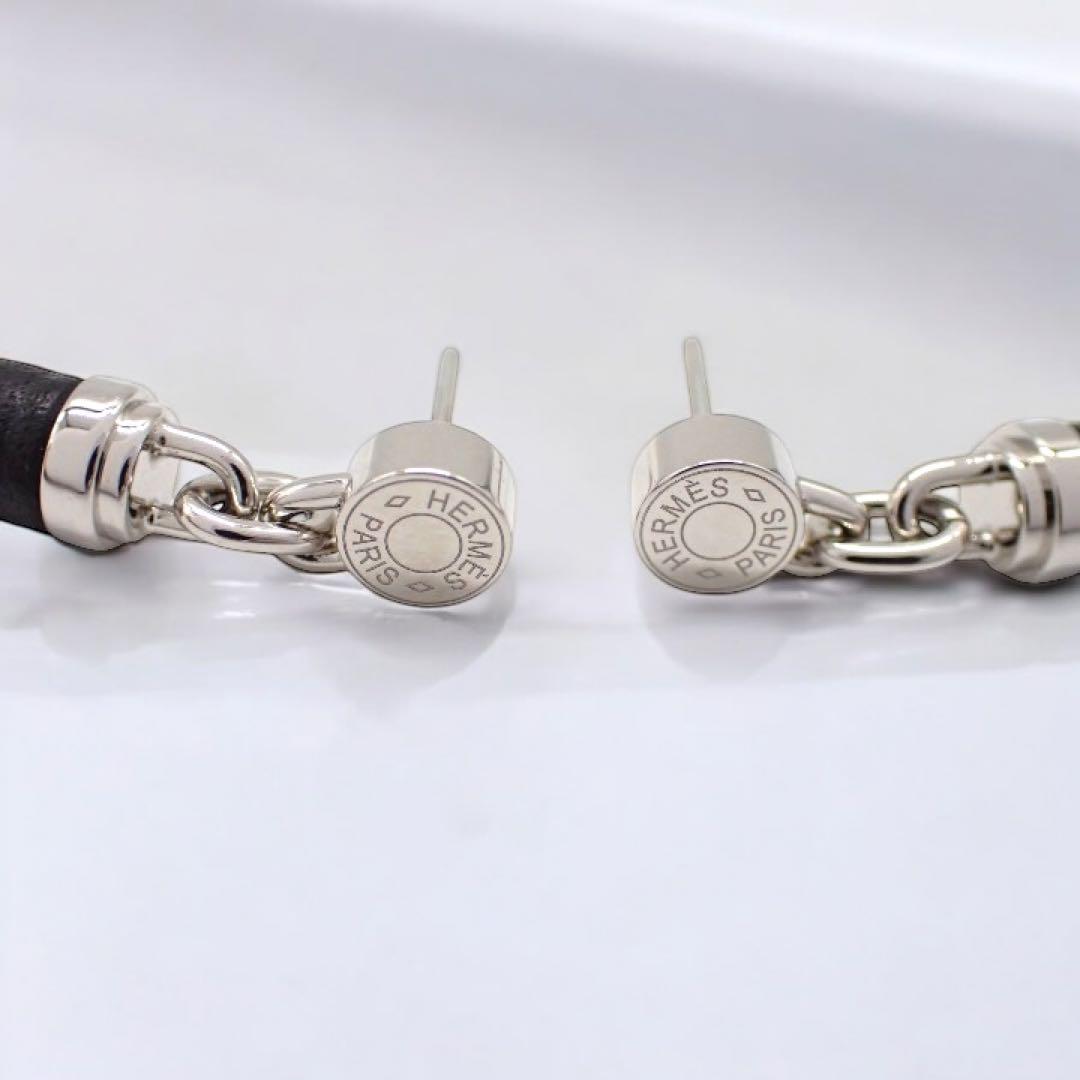 付属品完備 エルメス シャルニエール ピアス シルバー ブラック 3155