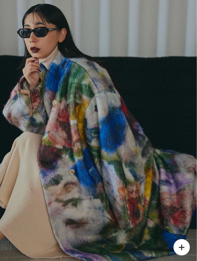 アメリ UND TEXTURE ART FLOWER SHAGGY COAT