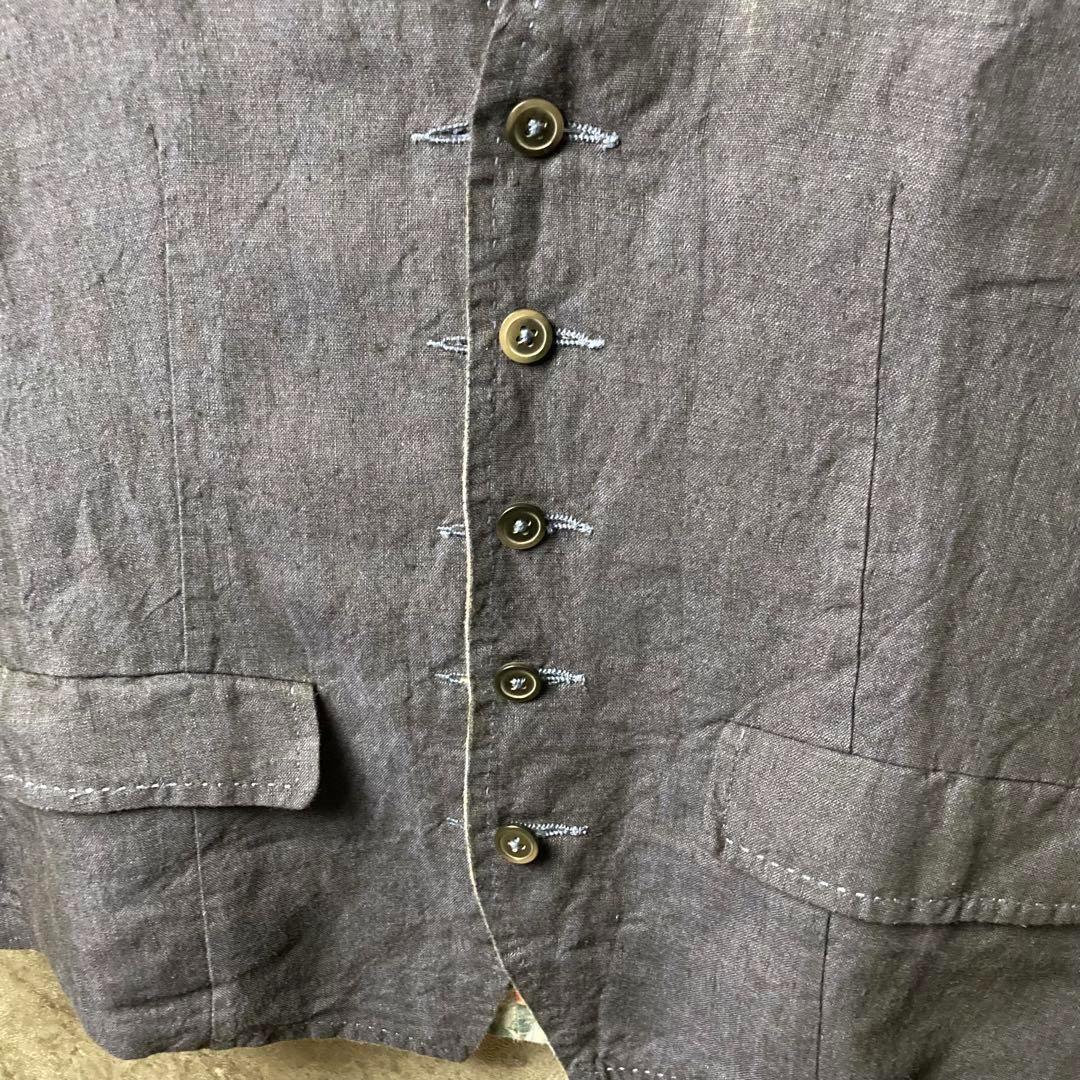 vintage ベスト　紺　裏地　総柄　花柄　ビンテージ　古着　春物　秋物