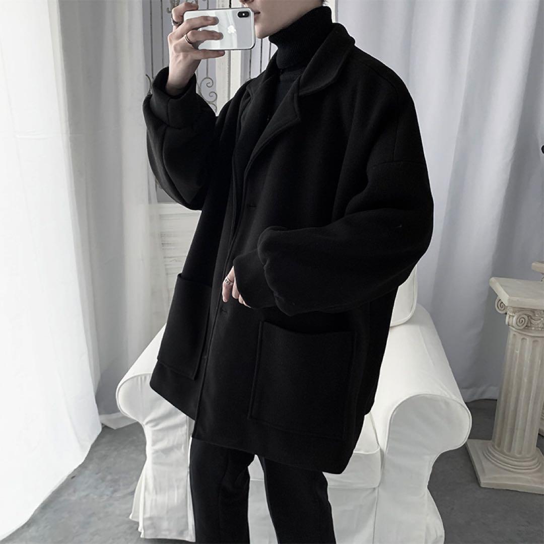 ビッグシルエット チェスターコート ロングコート ブラック