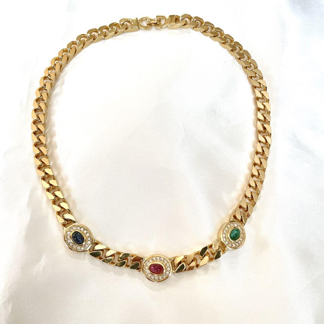 【美品】ChristianDior ストーン イヤリング ネックレス セット 画像4