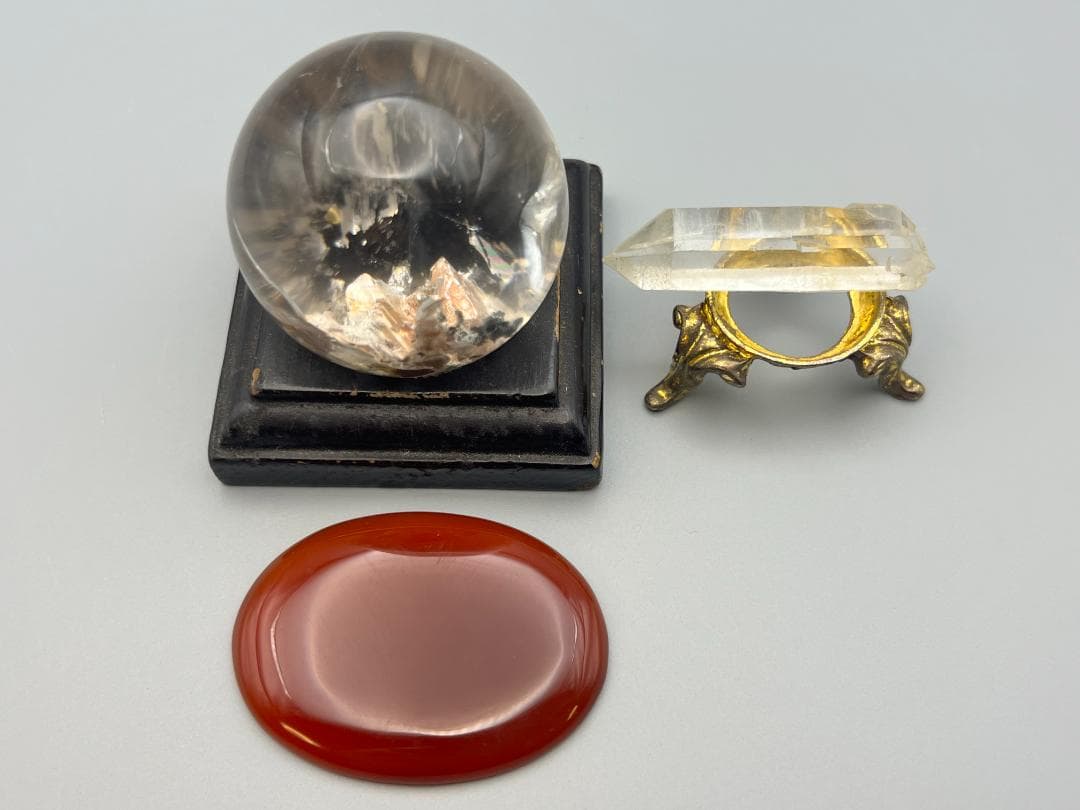 本水晶玉 瑪瑙大ルール 天然石 パワーストーン 水晶玉径48mm 重量約150g目立った傷や汚れなし