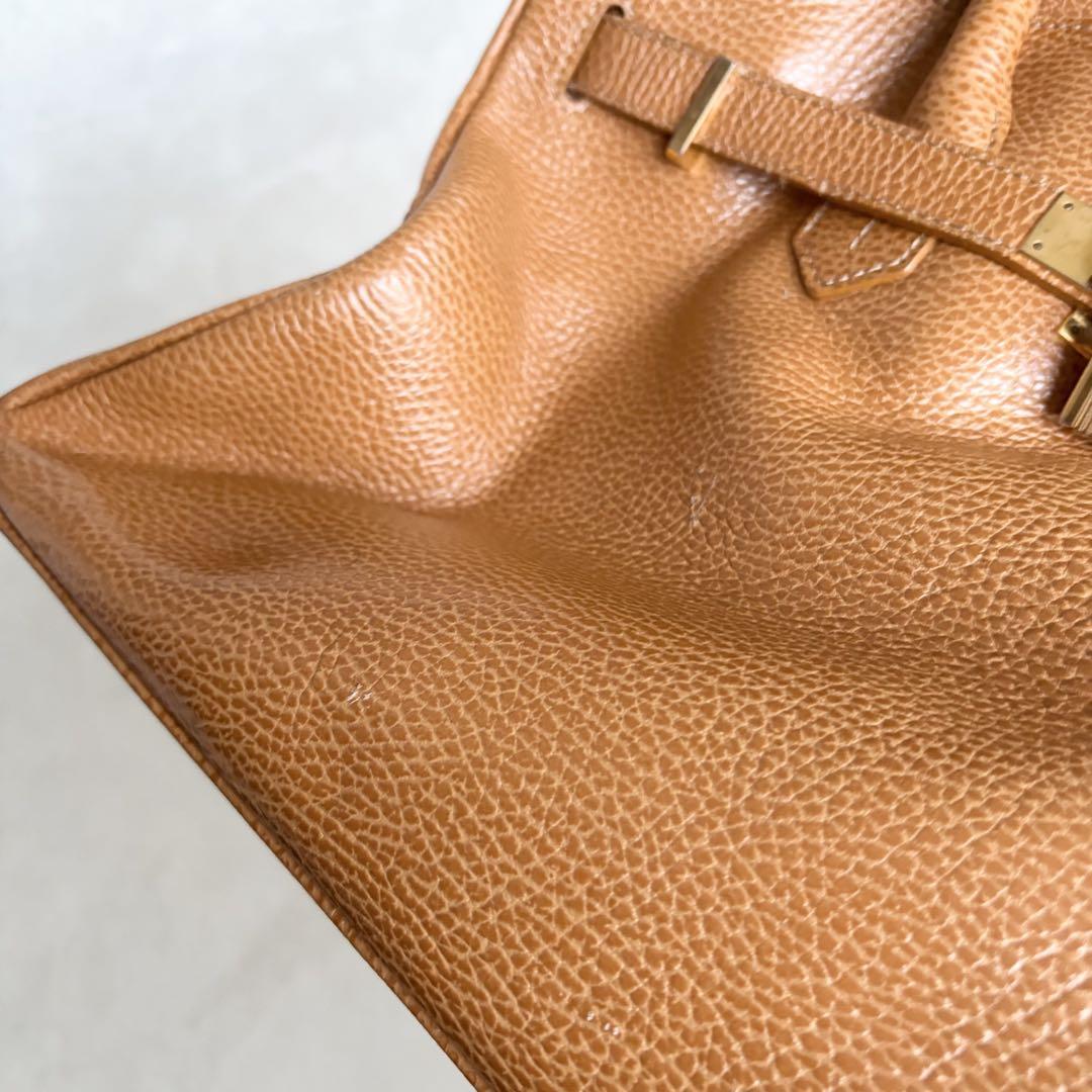 ハイクラス ハンドバッグ カデナ ゴールド金具 ブラウン 美品］ハイクラス HIGH CLASS ハンドバッグ 35 レザー カデナ