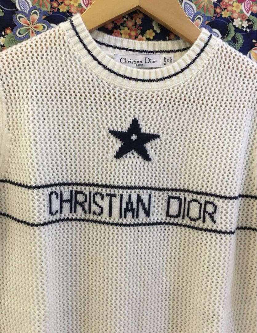 Christian Dior メッシュニット 半袖 M ホワイト