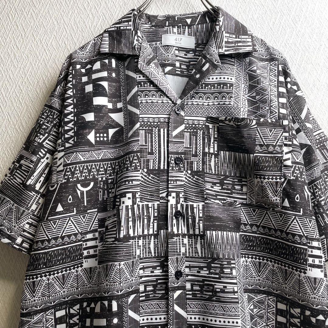 古着 シャツ 柄シャツ 総柄 開襟 オープンカラー アロハ 半袖