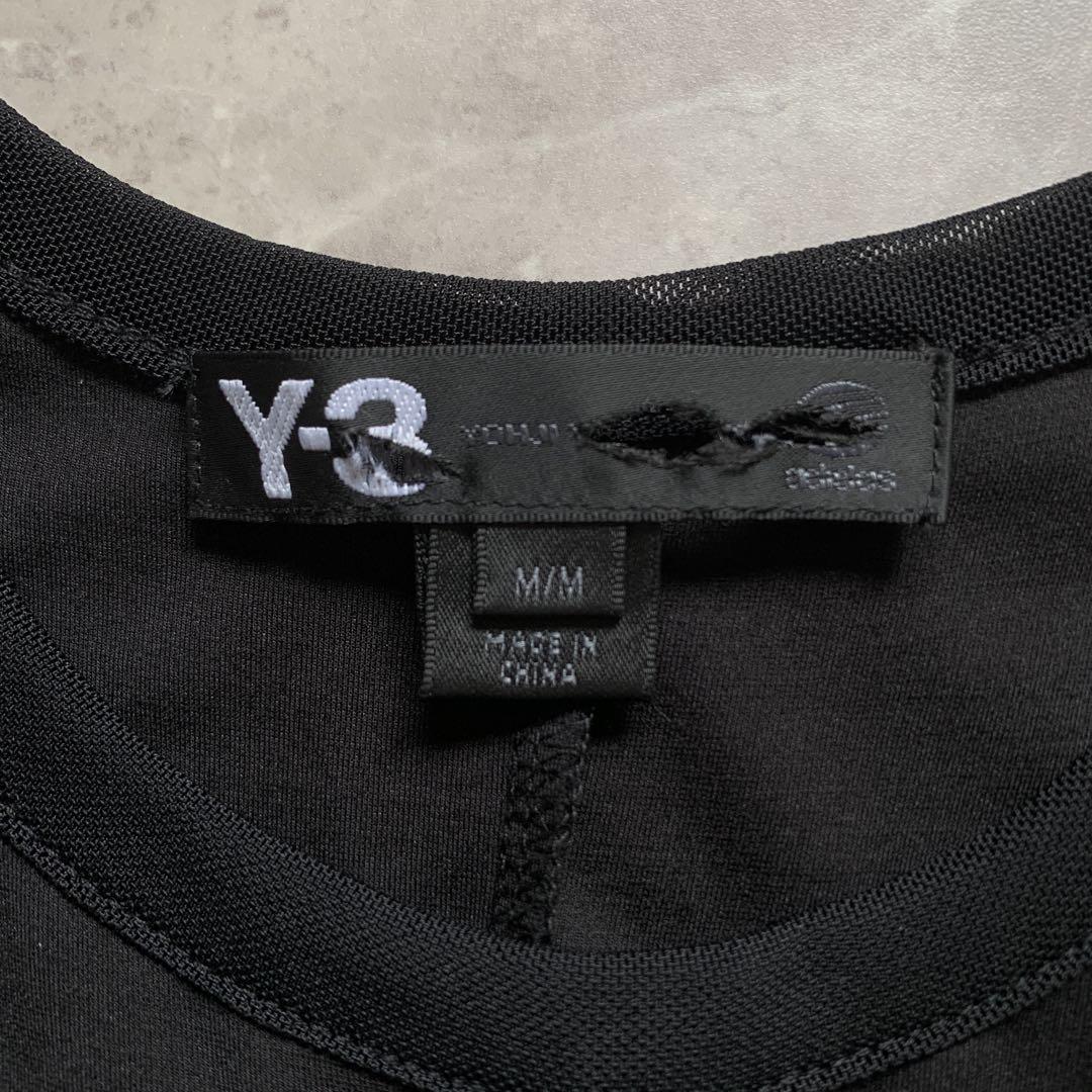 Y-3 adidas ノースリーブワンピース　ロング　黒　白ライン
