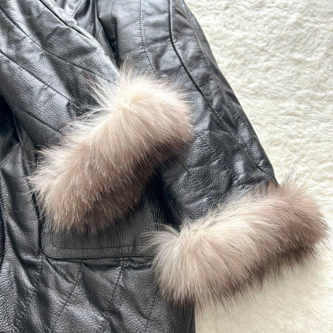 【美品】毛皮 本革 レザージャケット リバーシブル コート フォックスファー 【美品】毛皮 本革 レザージャケット リバーシブル コート フォックスファー