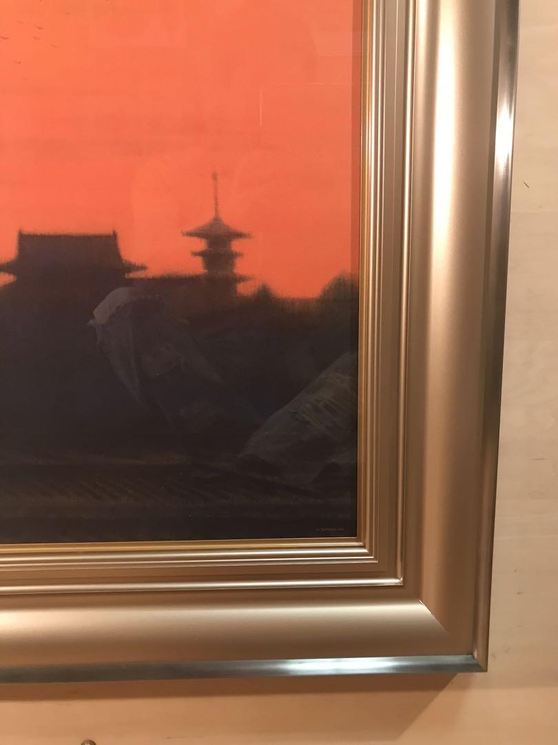 平山郁夫　「夕映薬師寺」　岩絵具方式複製画　作品証明シール有り
