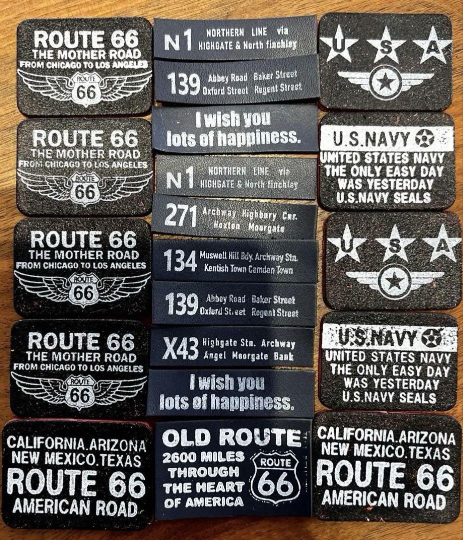 USバイヤー＊様　オーダー品です 革タグ　 デニムリメイク　焼印　030808 革タグ モノトーン ROUTE66 レザー デニムリメイク 071402