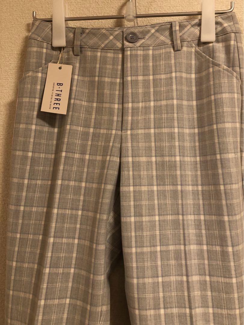 ビースリー　パンツ　新品　ミルキー　ウォーム　チェック　テーパード　起毛