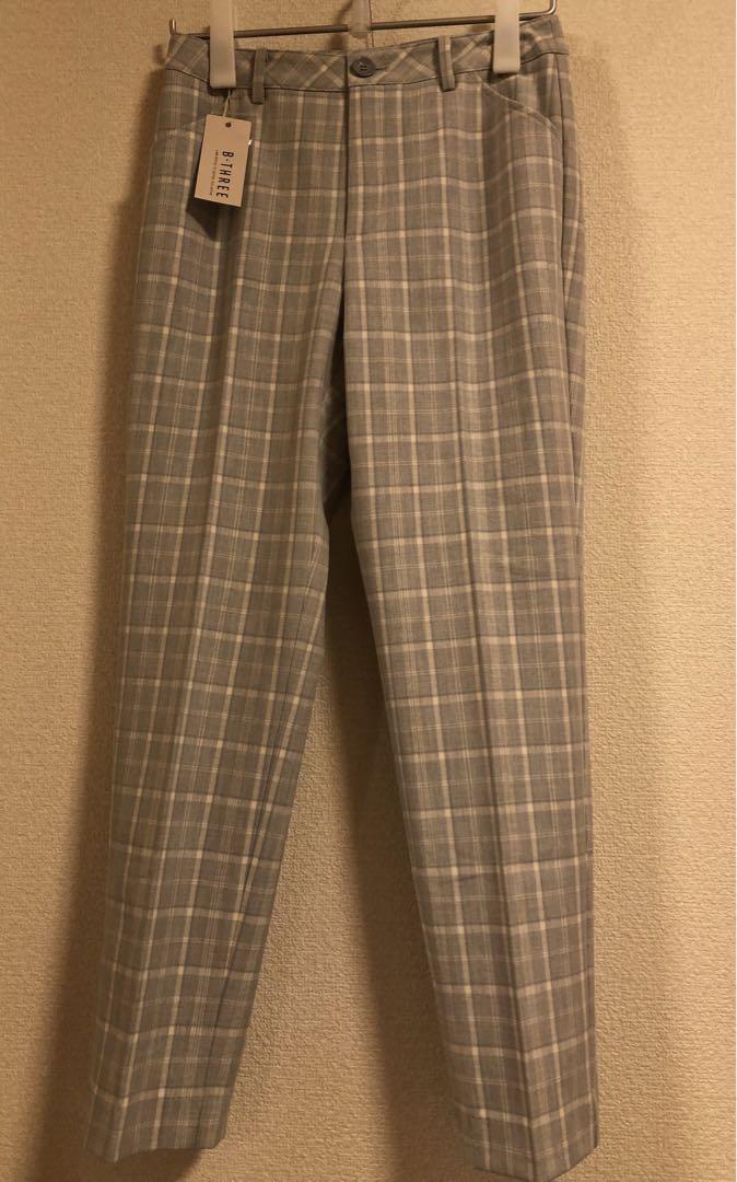 ビースリー　パンツ　新品　ミルキー　ウォーム　チェック　テーパード　起毛