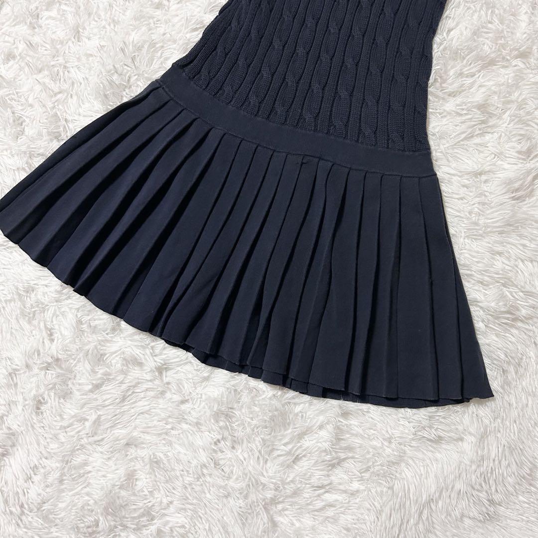 RALPH LAUREN ドッキング ケーブルニットワンピース 150 ネイビー