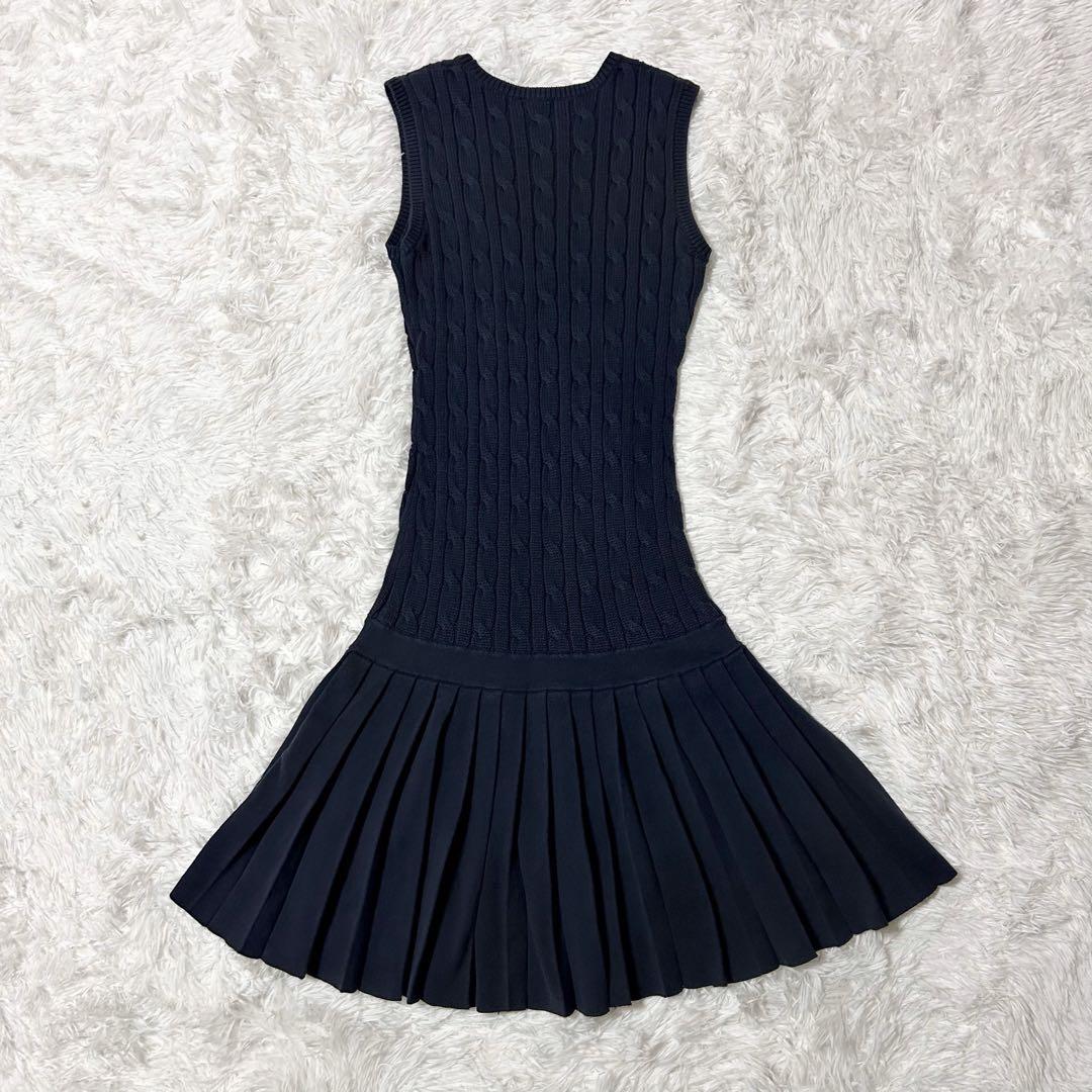 RALPH LAUREN ドッキング ケーブルニットワンピース 150 ネイビー