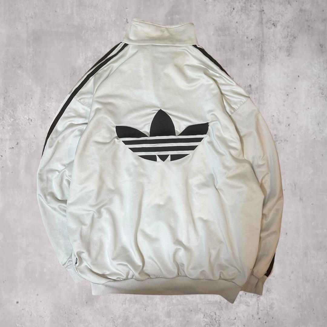 90s adidas古着トラックジャケットホワイトファイヤーバード刺繍ロゴJ91