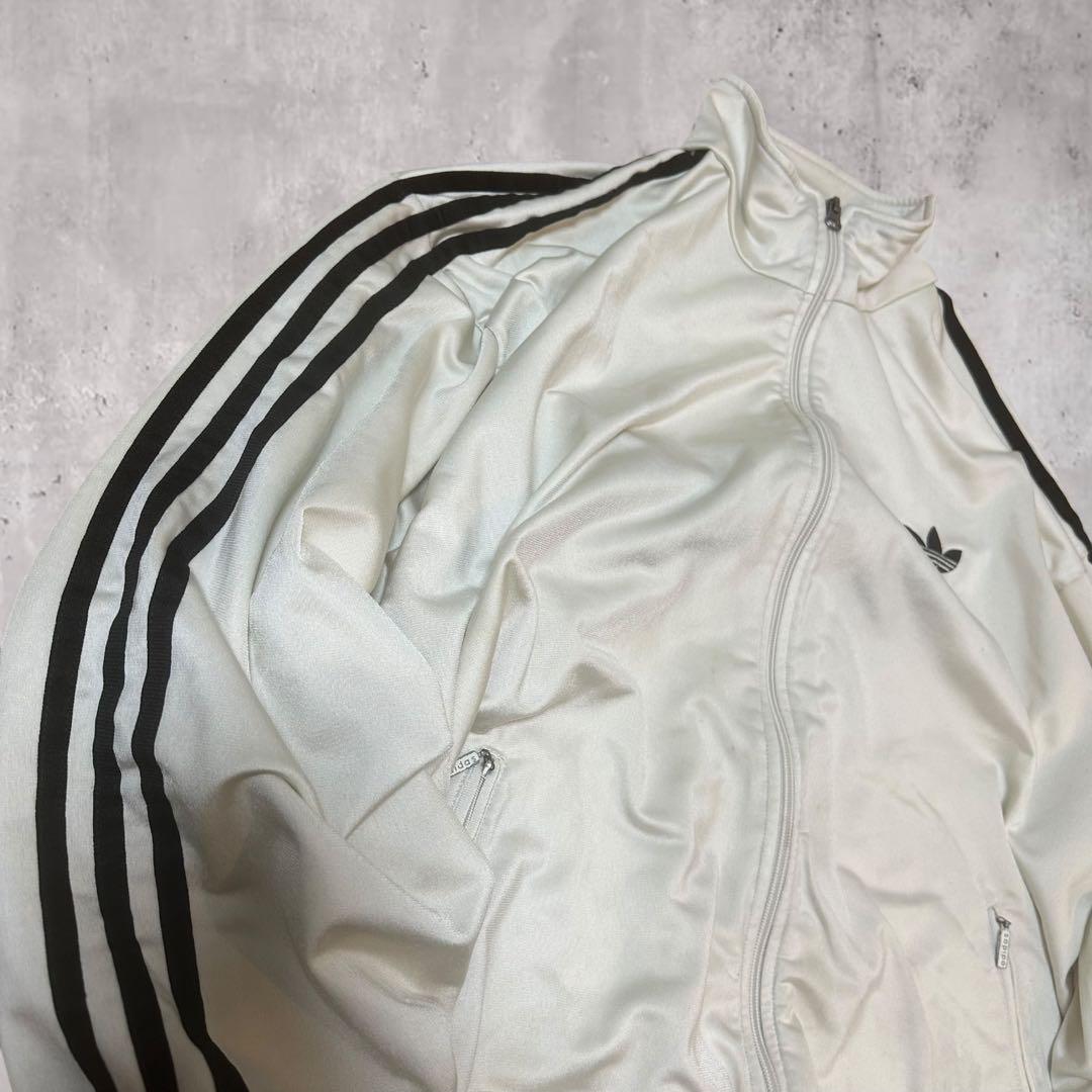 90s adidas古着トラックジャケットホワイトファイヤーバード刺繍ロゴJ91