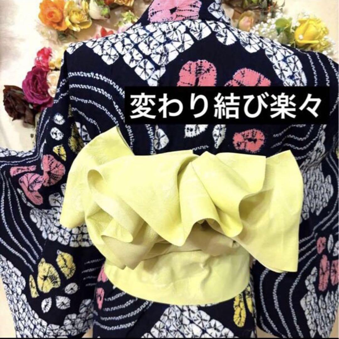 有松鳴海絞り伝統工芸❤️半幅帯レース つまみ細工ハンドメイド