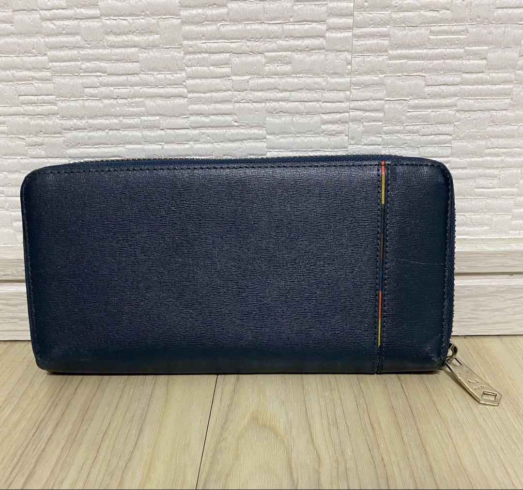 Paul Smith ネイビー 長財布 ポールスミス 財布 長財布 ラウンドファスナー 紺(ネイビー