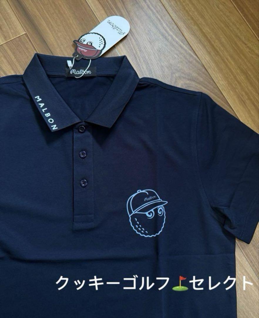MALBON 25新作マルボンゴルフ ポロシャツ Tシャツメンズ ネイビーXL