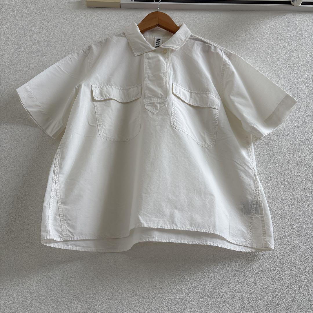 MHL. マーガレットハウエル　コットンリネンシャツ　サイズⅡ アイボリー