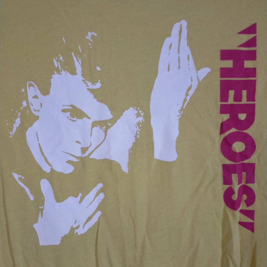 レア　美品　デビッドボウイ　Vネック　Tシャツ　黄　heroes bowie