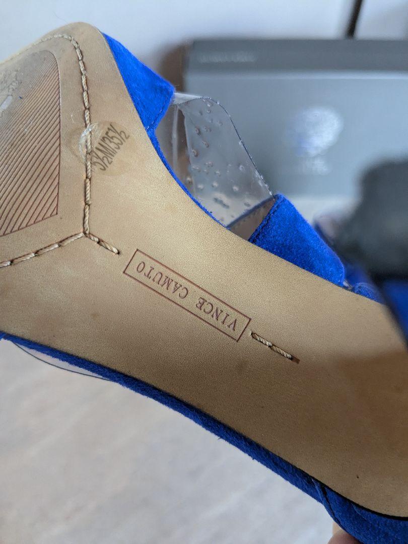 箱付 未使用 Vince Camuto 青 スエード ハイヒール
