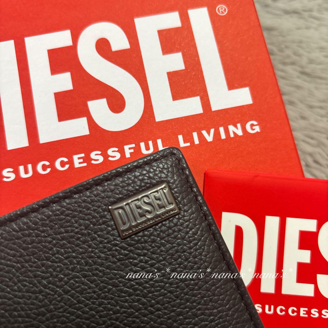 新品】DIESEL ディーゼル 二つ折り財布 ブラック レザー 黒