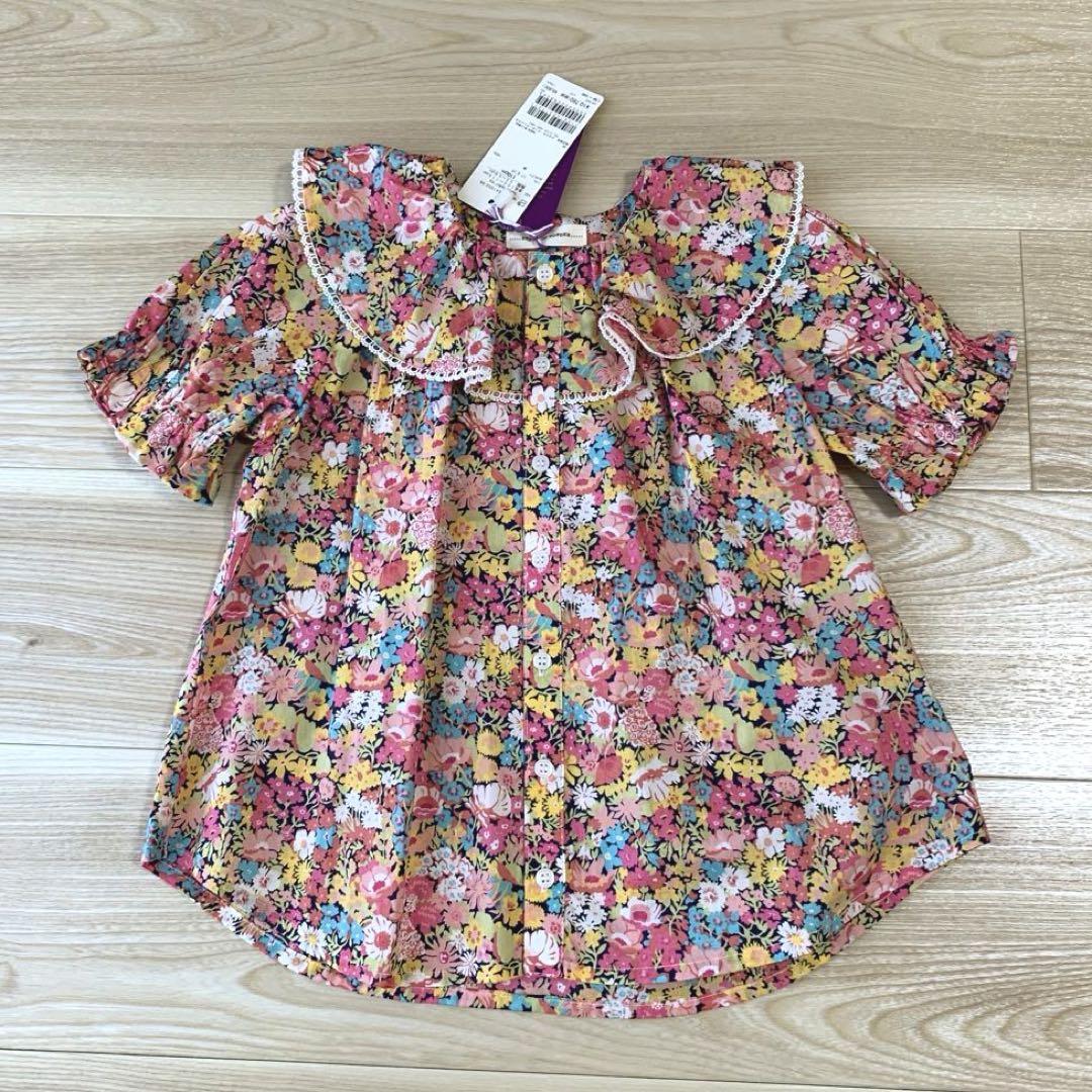 リバティ ブラウス•ジャンスカ セット☆110【ブラウスは未使用】