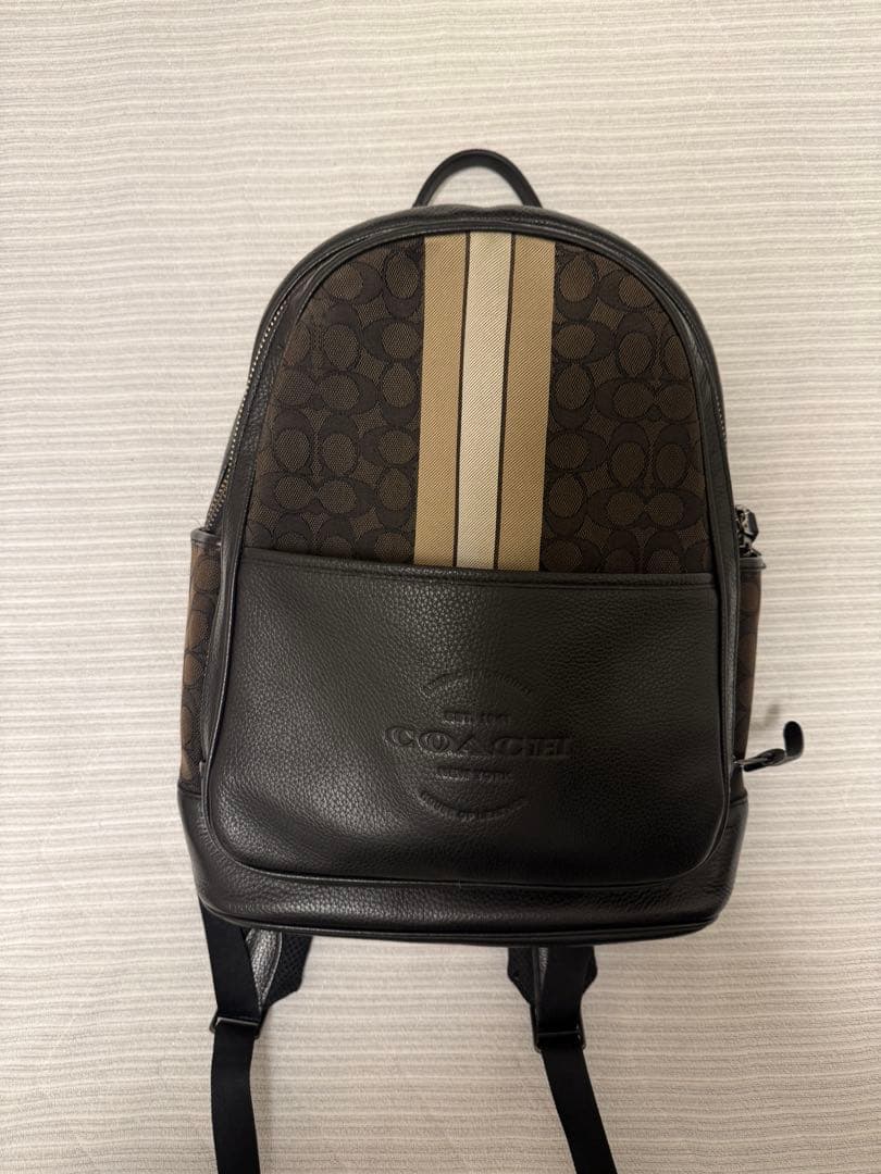 COACH ストライプデザイン レザーバックパック