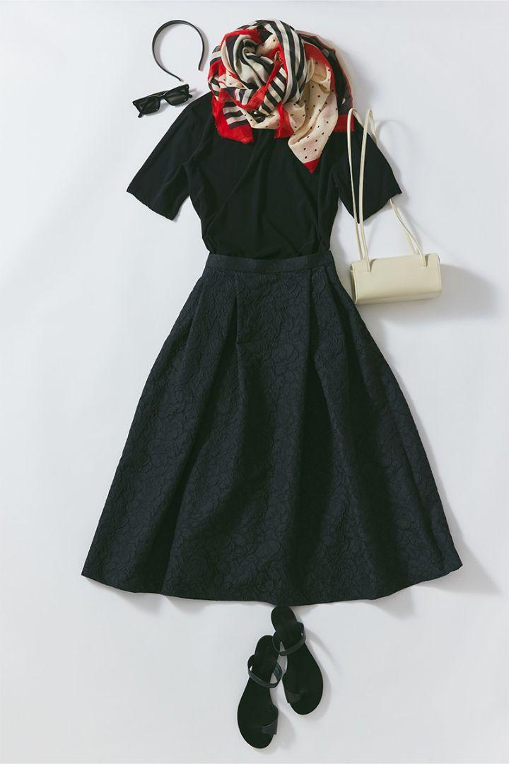 ヴェルメイユパーイエナ フラワージャガードタックスカート 大草直子 38 美品 ヴェルメイユパーイエナ フラワージャガードタックスカート
