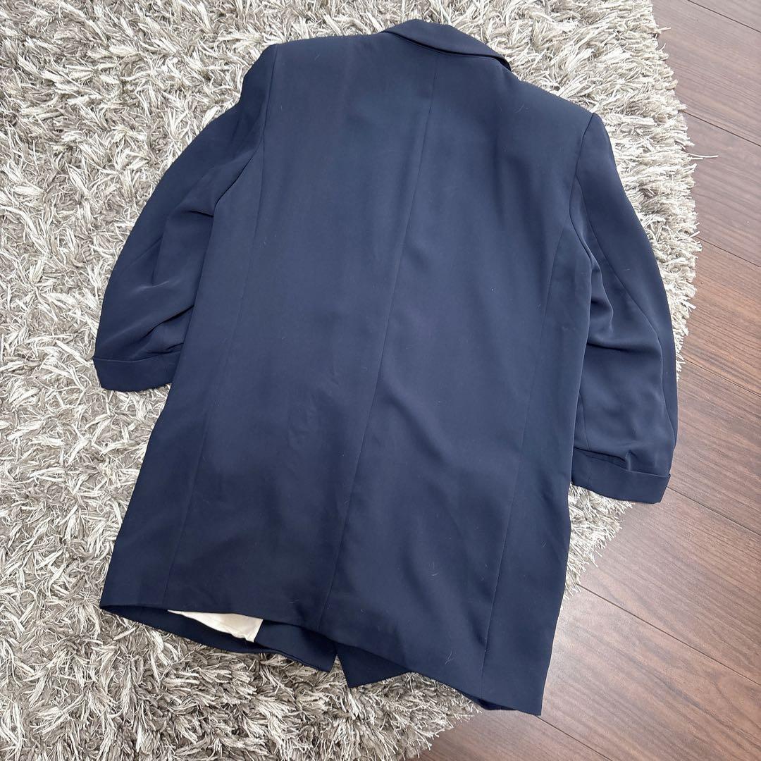 美品】ZARA ロールアップ スリーブ ブレザー ネイビー M - メルカリ