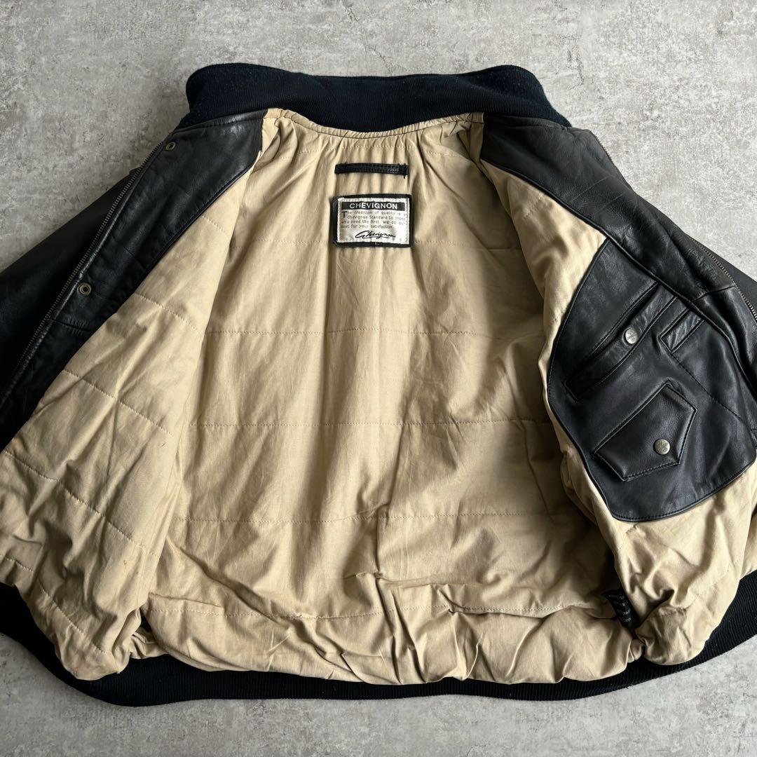 80's CHEVIGNON ジェビニオン【L】本革 レザー フライトジャケット