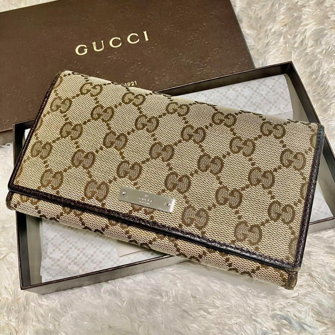 GUCCI GGパターン キャンバス/ レザー 長財布